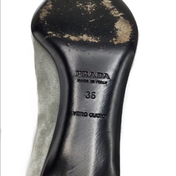 Prada Gray Suede Kitten Heels Size 6 - Picture 5 of 8